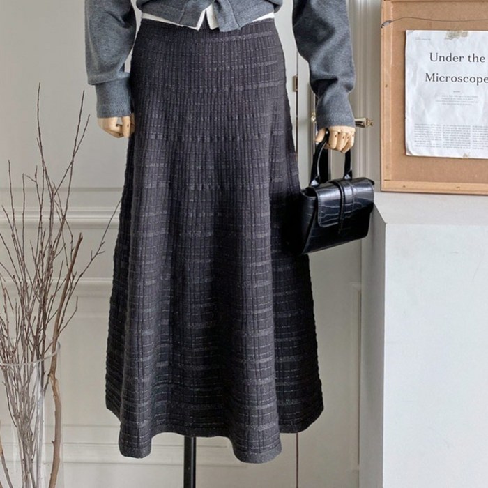 클래식 세미정장 플레어 롱 스커트 2컬러