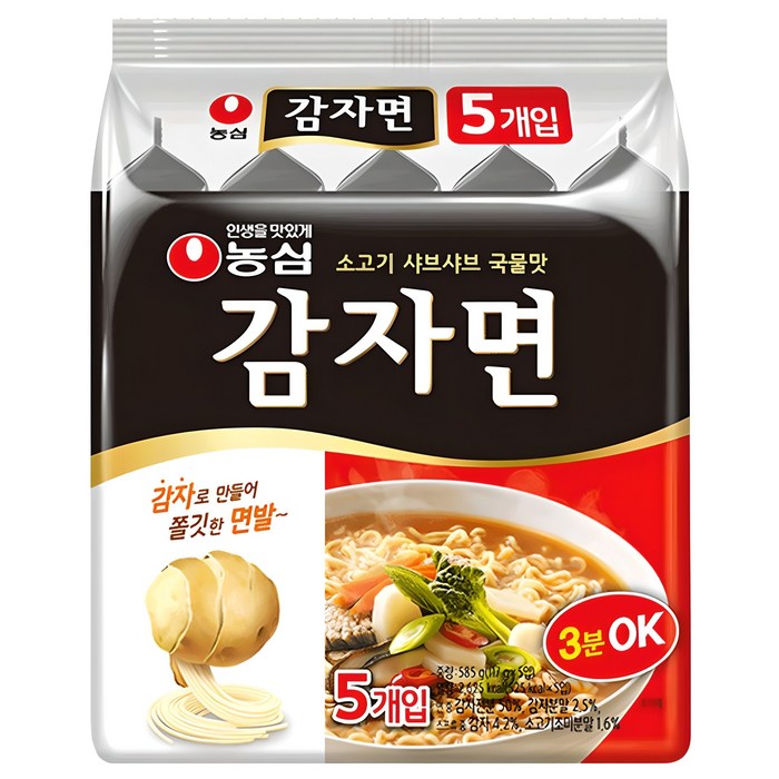 농심 감자면 117g 5개입 감자전분 봉지라면