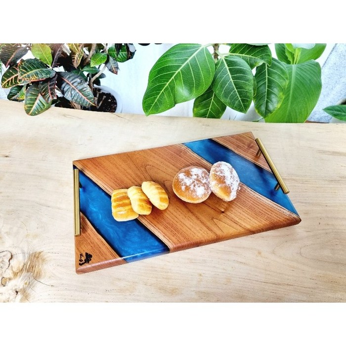해송공방 레진서빙도마 레진 플레이팅 쟁반 서빙 도마 서빙트레이, 1개