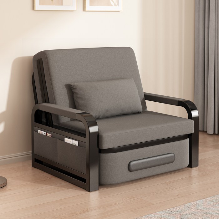 남쪽나무 접이식 소파베드 리클라이너 소파겸용침대 123인용 쇼파베드 쿠션포함, 검은 프레임진한 검정색