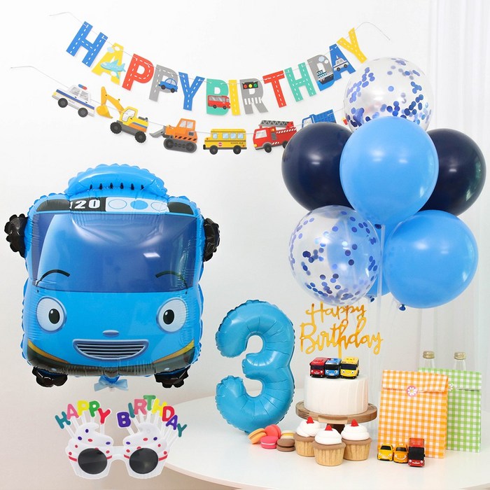 타요풍선 생일파티세트 숫자풍선