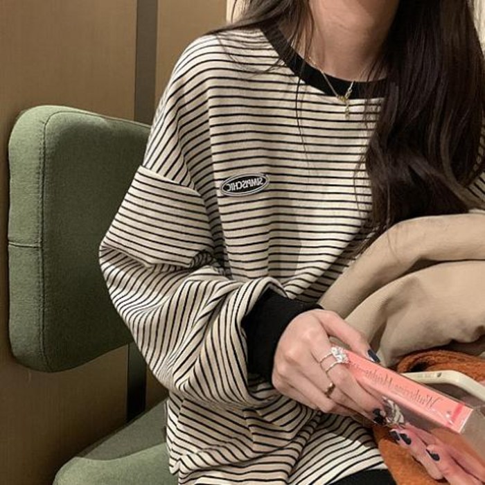 스트라이프 보이핏 맨투맨