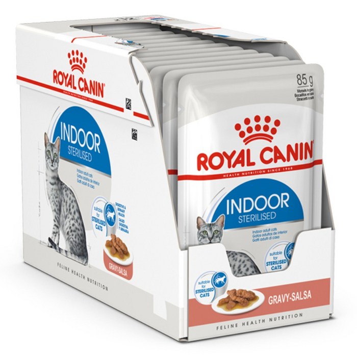로얄캐닌 고양이 사료 인도어 그레이비 습식 85G X 30개 24P 6P 증정 변냄새 감소에 도움