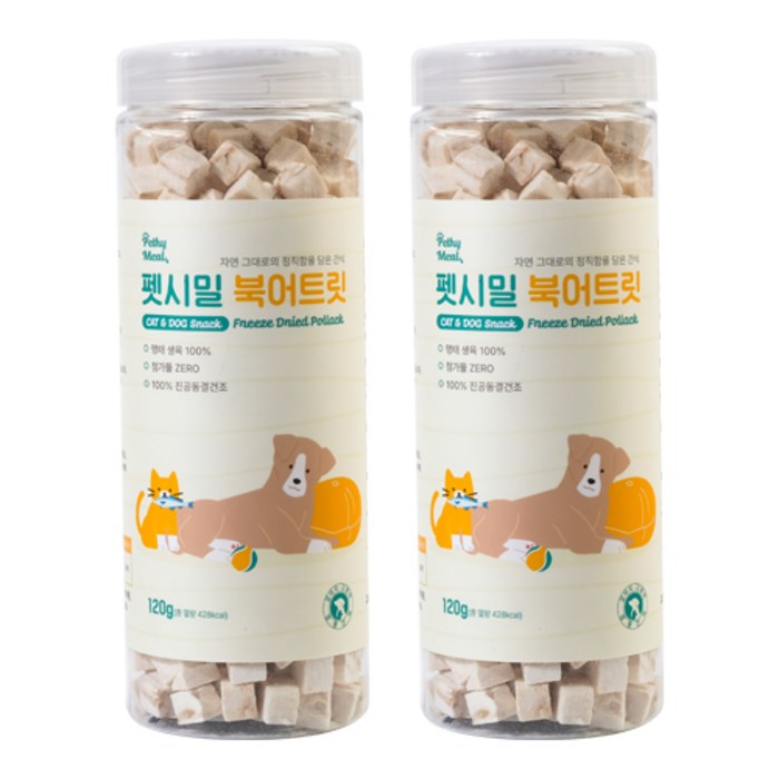 펫시밀 저염분 북어트릿 120g 동결건조 강아지 고양이 동물병원 입점간식, 건어포, 120g, 2개 펫시밀 저염분 북어트릿 120g 동결건조 강아지 고양이 동물병원 입점간식, 건어포, 120g, 2개