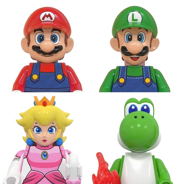 슈퍼마리오 캐릭터 4종 호환블록 브릭미니피규어 수집장식전시용 키덜트아이템, 1개