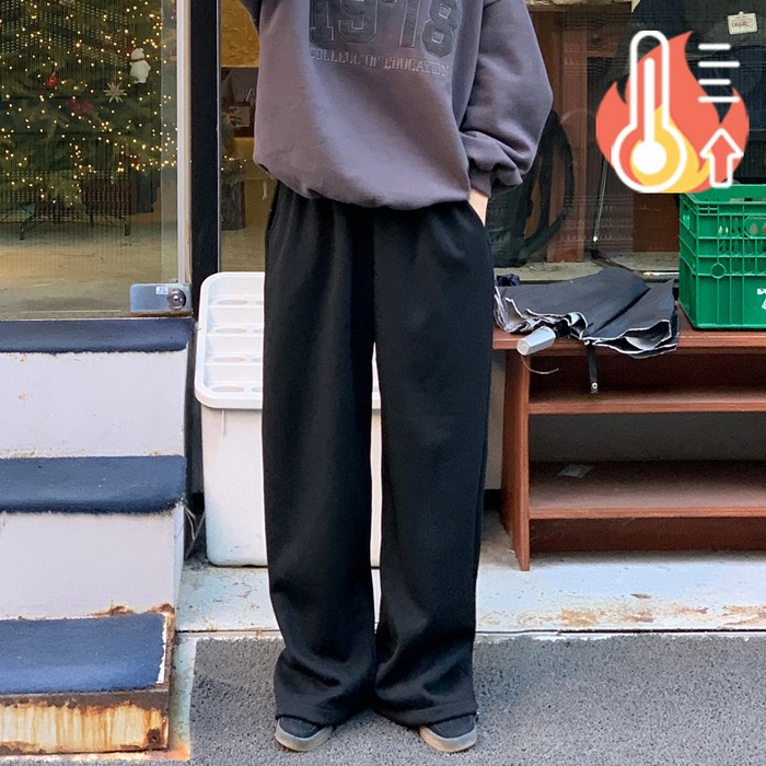 앤샵 여성용 2단기장선택 숏롱 겨울 융털 기모 안트 투웨이 와이드조거 트레이닝 밴딩 팬츠