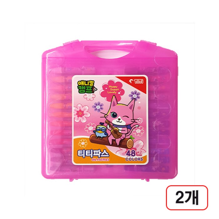 티티크레파스 48색 핑크, 2개입