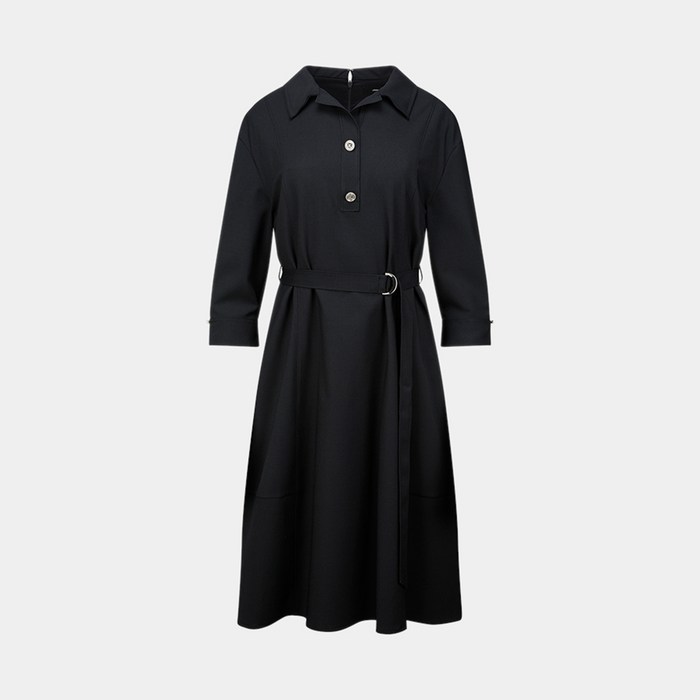 요하넥스 카라 벨티드 슬림 플레어 원피스