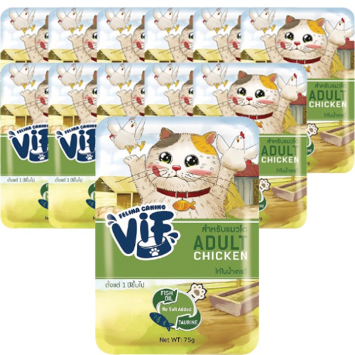 VIF 고양이 어덜트 파우치 간식, 혼합맛닭고기그레이비, 75g, 12개 VIF 고양이 어덜트 파우치 간식, 혼합맛닭고기그레이비, 75g, 12개