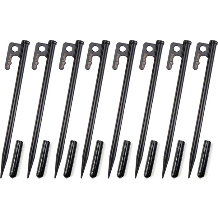 브리즈문 S45C 스프링강 고강도 단조팩 텐트팩 블랙 20cm 8p  보관용 캡