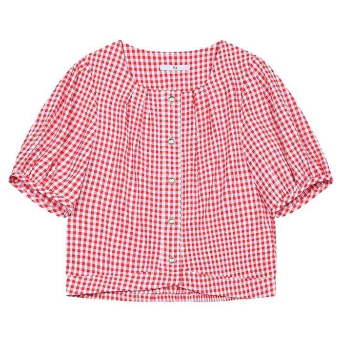 SI 여성용 깅엄체크 퍼프 블라우스 SKBAE2436