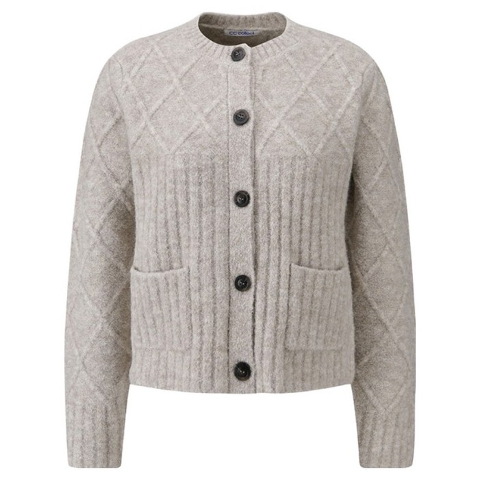 씨씨콜렉트 여성용 울블렌드 텍스처블록 가디건