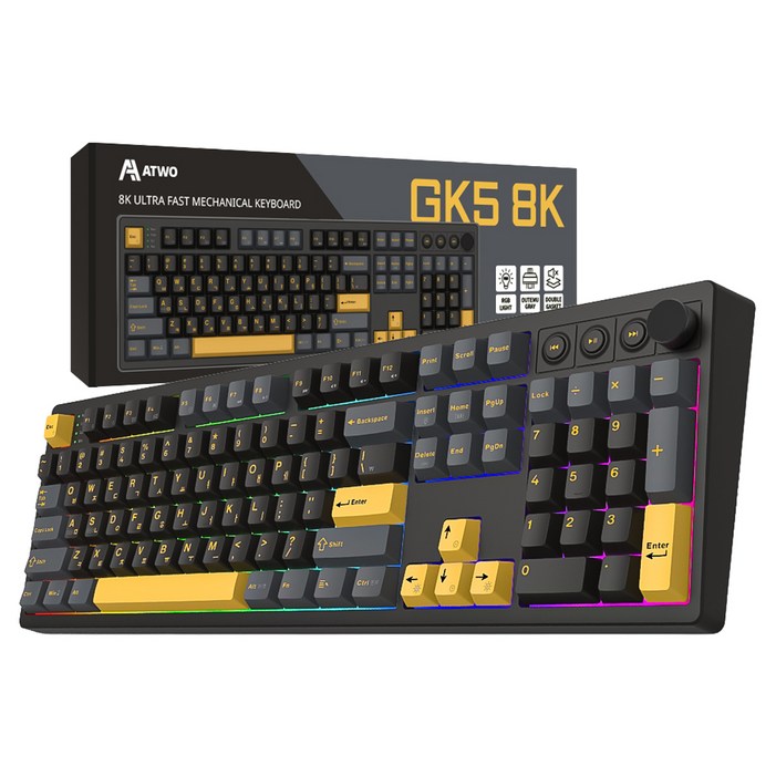 에이투 풀배열 게이밍 유선 키보드 오테뮤 그레이축, 블랙골드, GK5 8K, 제조사축