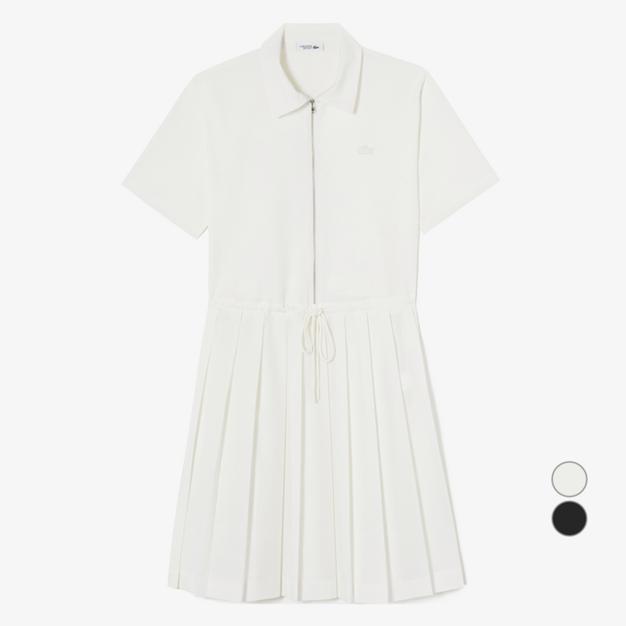 라코스테 여성용 카라 반팔 우븐 드레스 EF424E-55G