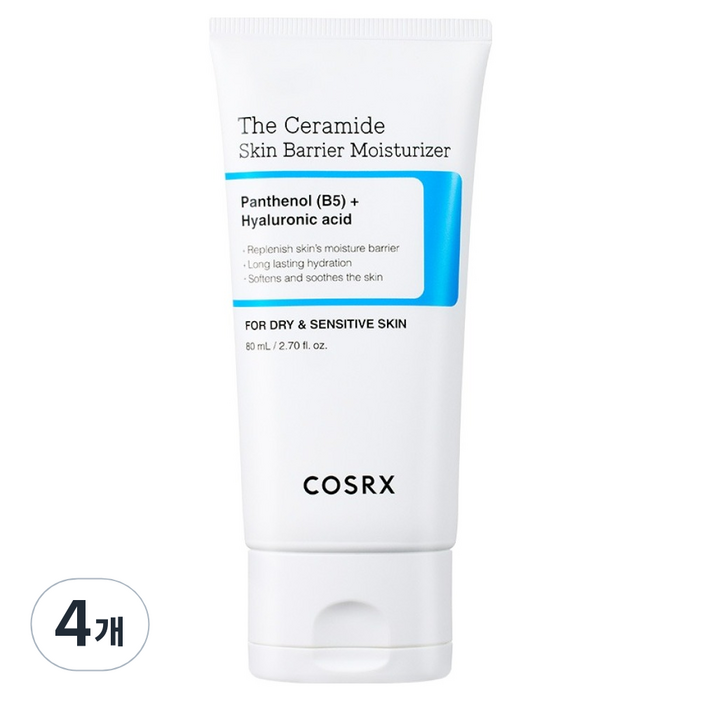 코스알엑스 더 세라마이드 스킨 베리어 모이스처라이저 크림, 80ml, 4개