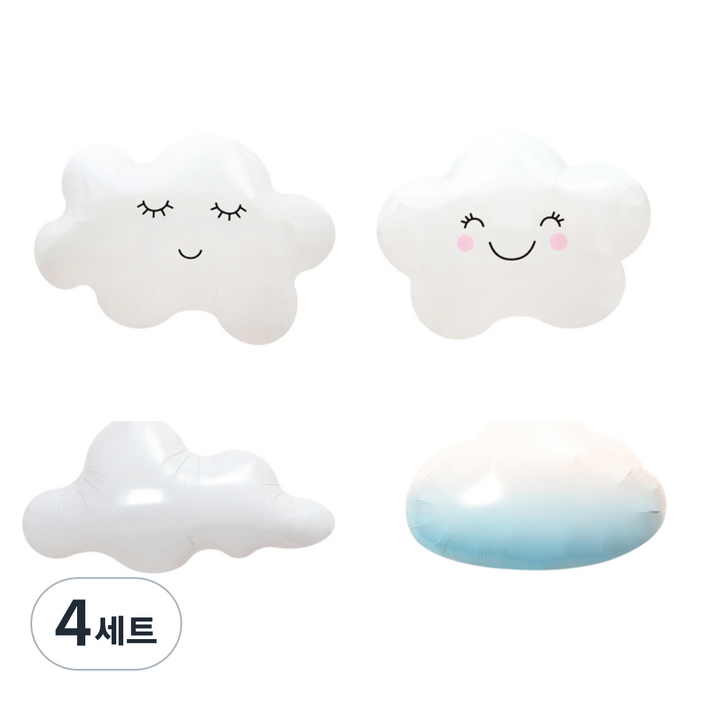 구름 풍선 4종 세트, 혼합색상, 4세트 구름 풍선 4종 세트, 혼합색상, 4세트