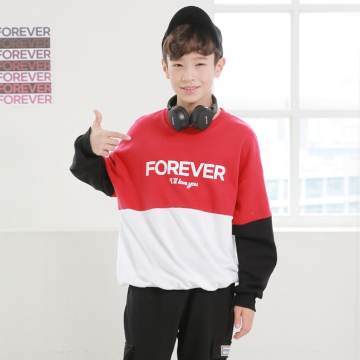 나나주니 라운드넥 포에버배색 맨투맨