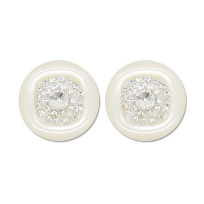 포인트 보석 큐빅 단추 사각 15mm