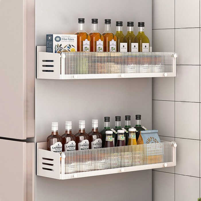 위케아 냉장고 현관문 초강력 자석 수납 선반, 2개, 화이트