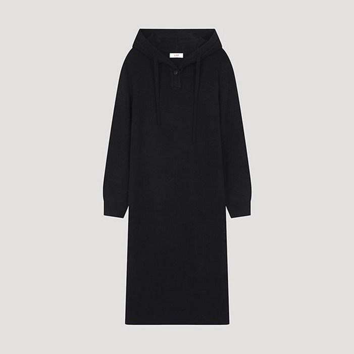 리스트 울 혼방 후디 니트 원피스 TSKOPO82010 BK