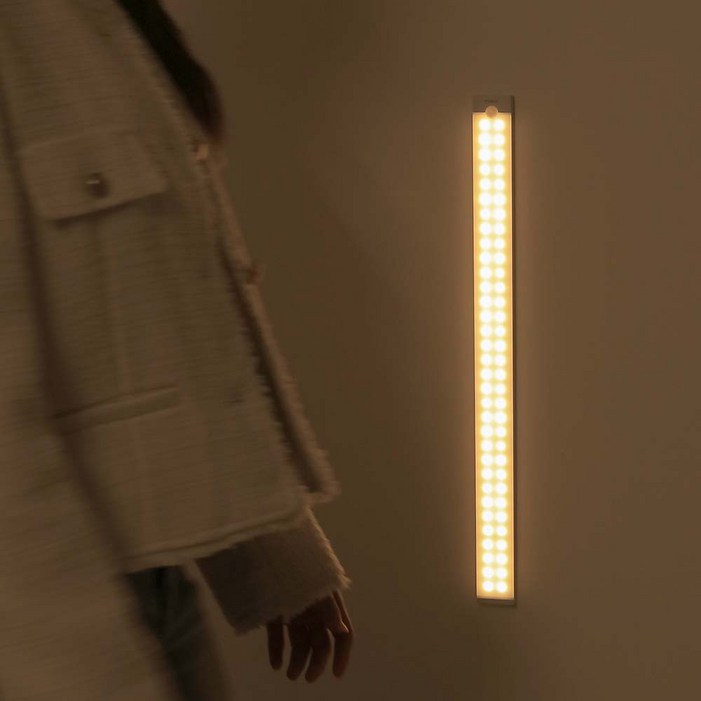 모락 넬리 스틱 C타입 충전식 LED 현관 계단 주방 벽 붙이는 모션 동작 감지 무선 자석 센서등 50cm