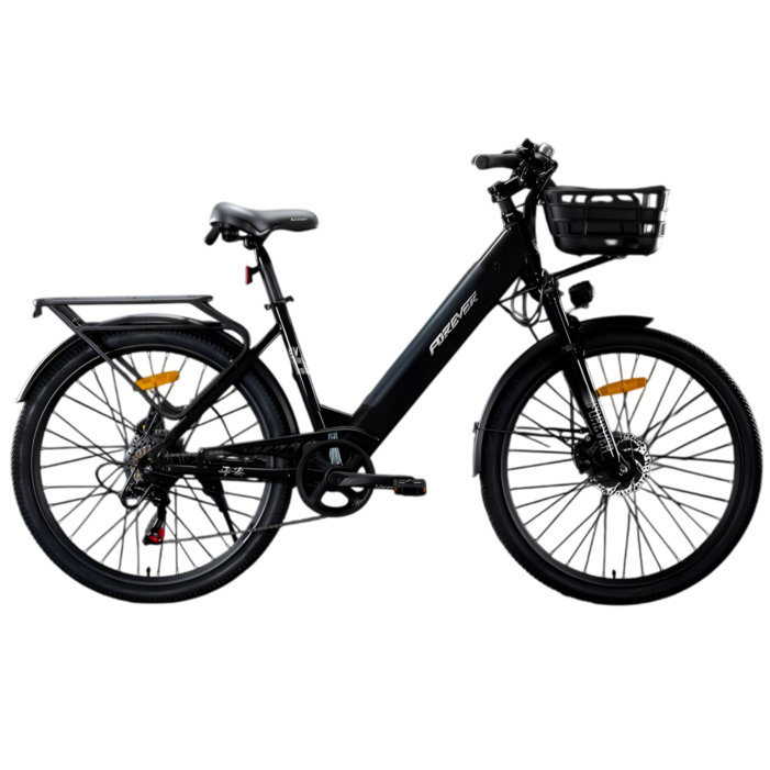 산타고 MTB 전기 자전거 전동 산악 자토바이 탈부착 배터리 24인치 26인치 출퇴근 성인용, 블랙, 경량스틸