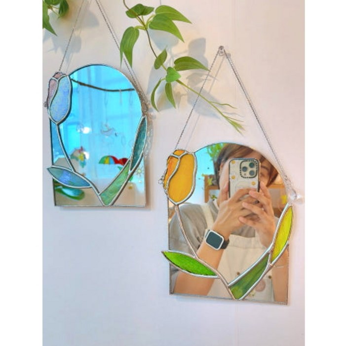 싱그러운 튤립 스테인드글라스 거울 3컬러