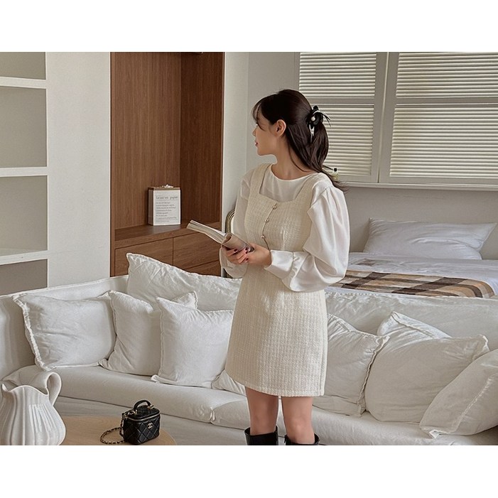 리리앤코 드니루앙 트위드 뷔스티에 미니 원피스