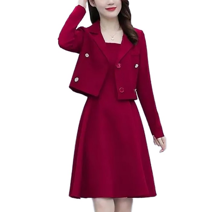 셀럽당 빅사이즈 원피스 여춘추 슬림핏 정장 나시 투피스C01721