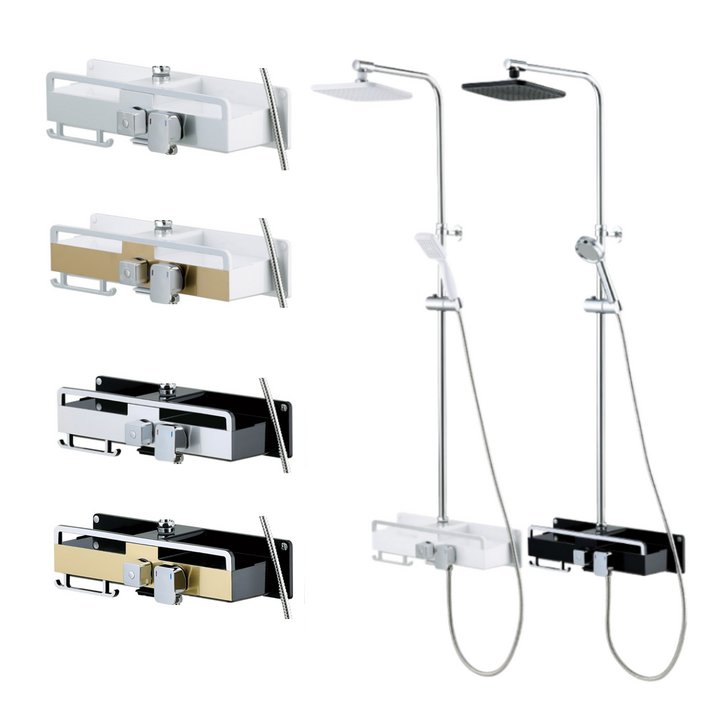 바스럽 국산 심플 무타공 선반형 해바라기 샤워기 기존 타공 사용 가능