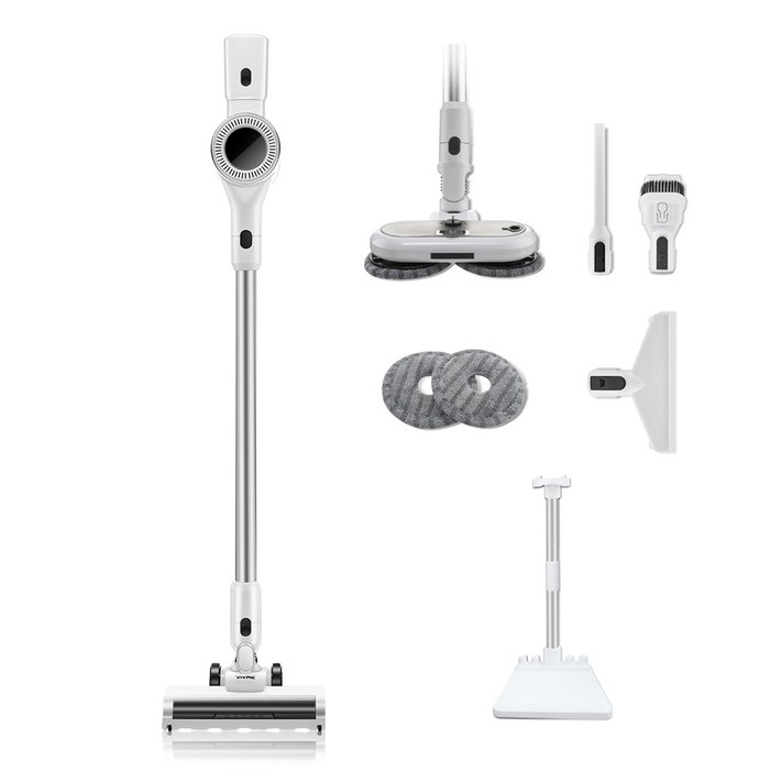 최신형 차이슨 무선 스틱 청소기 BLDC 진공청소기  물걸레 키트  평생AS, 1개, V25000, 화이트