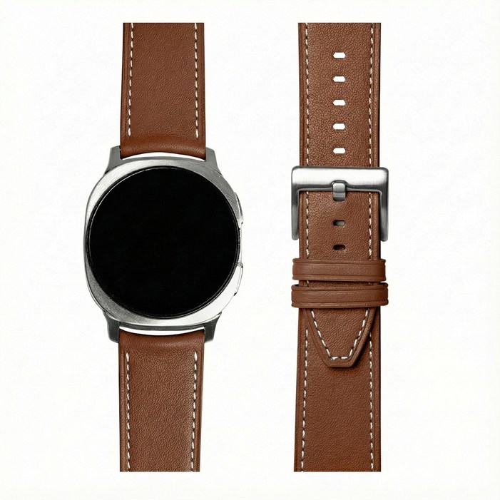 티엑스엘엑스 갤럭시워치 가죽 스트랩 밴드, 1개, 브라운 S