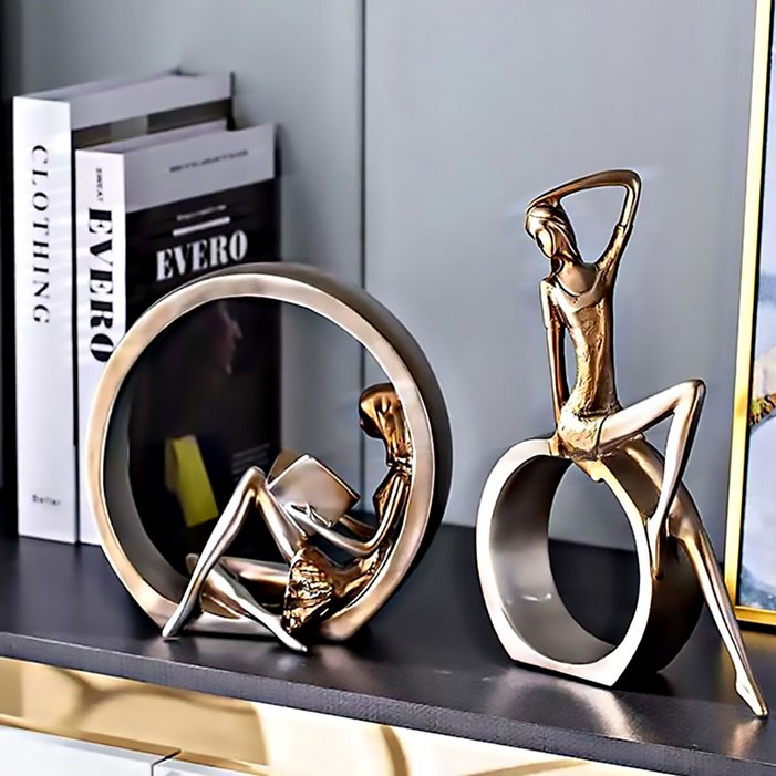 Nurom 북유럽풍 인테리어 소품 2종 세트 집들이선물 개업선물 책과 발레 여인 장식품 소품