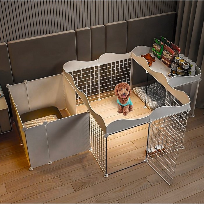 강아지 울타리  화장실 분리 펜스 화장실 수납공간 일체형