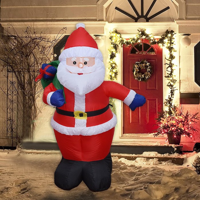캠아웃도어 120cm 크리스마스 대형 에어 산타 클로스 LED 전구 에어펌프 장식 소품 풍선 - 더블유와이몰