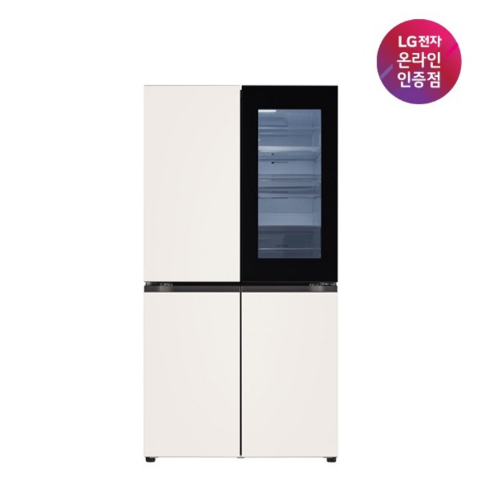 색상선택형 LG전자 디오스 오브제 870L 노크온 4도어 냉장고 메탈 방문설치