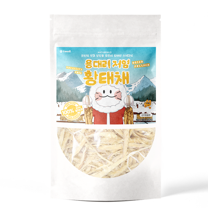 네이처알로 강아지 팔도 국내산 수제간식 육포 트릿, 3개, 80g, 황태채