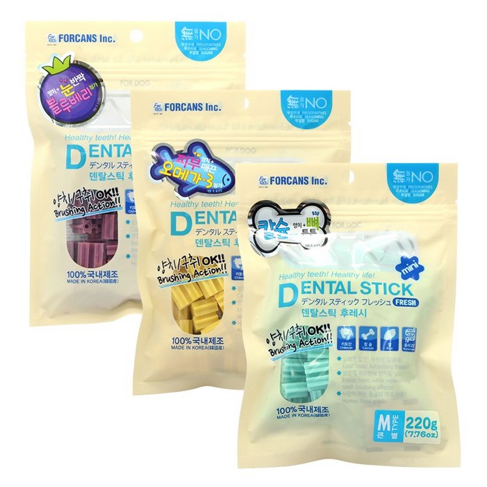 포켄스 덴탈스틱M큰별220g 3종