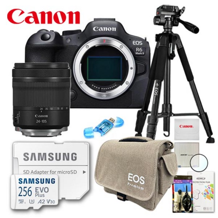 캐논 정품 EOS R6 Mark II  24105 47.1 IS STM KIT  프리미엄 삼각대 패키지 9종세트  256GB  TJ