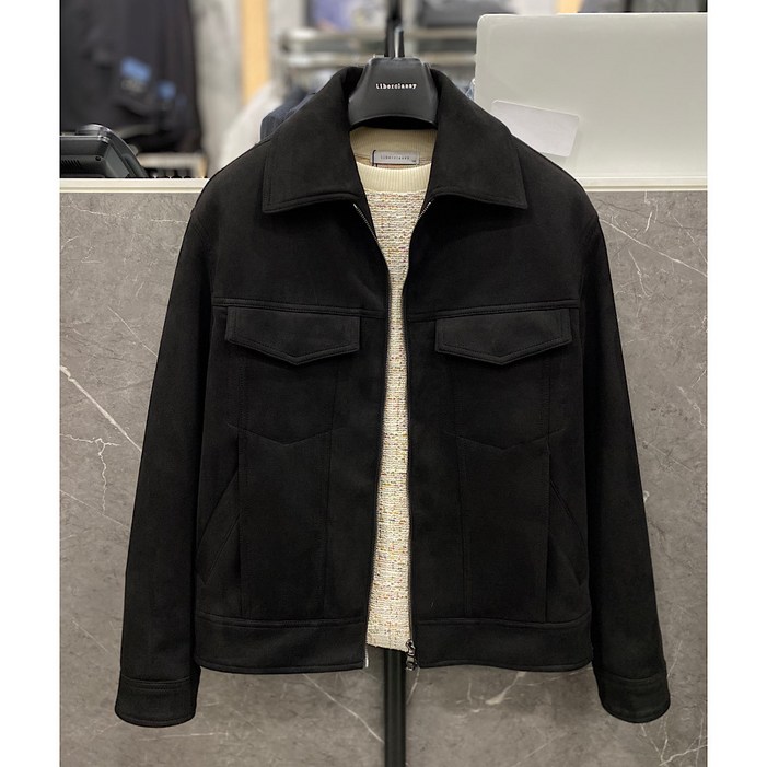 리버클래시 26S/S 블랙 스웨이드 집업 오버핏 트러커 점퍼(LMS22703)_DG