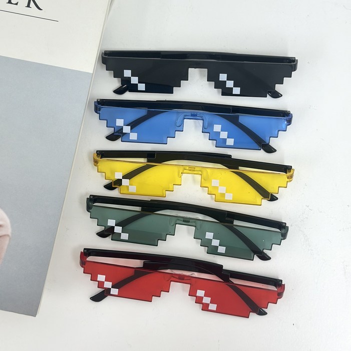 파티조아 한줄 픽셀선글라스 5종 세트 인생네컷 안경, 5종 1세트, 블랙레드블루그린옐로우