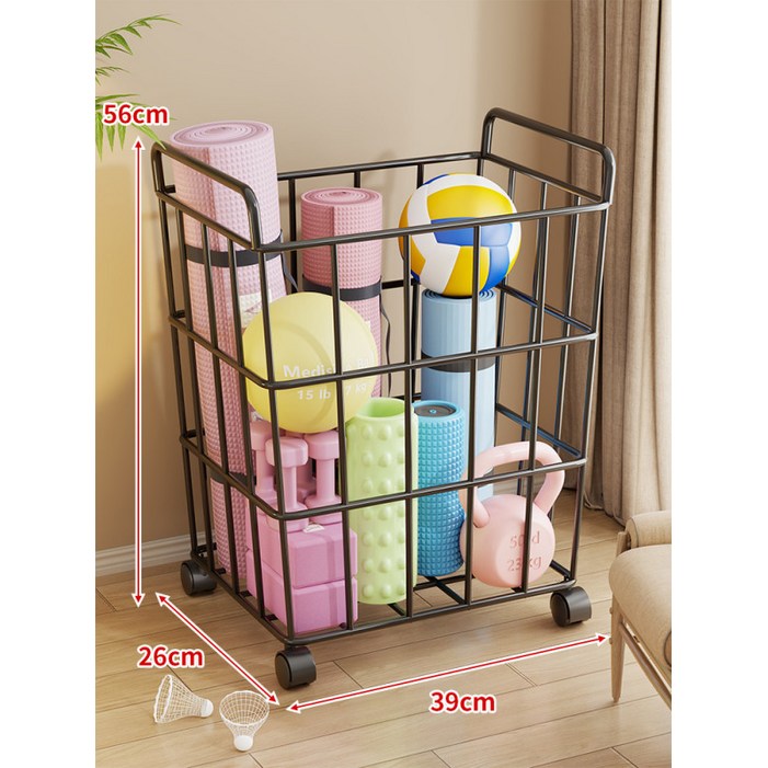 요가매트 보관 바구니 바퀴형 이동식 대형 수납함 손잡이 정리 바스켓 인테리어용