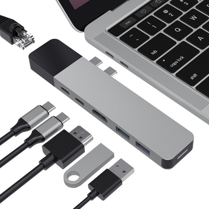 하이퍼 6in2 USB C 타입 드라이브 넷 허브 GN28NGY, 그레이, 1개