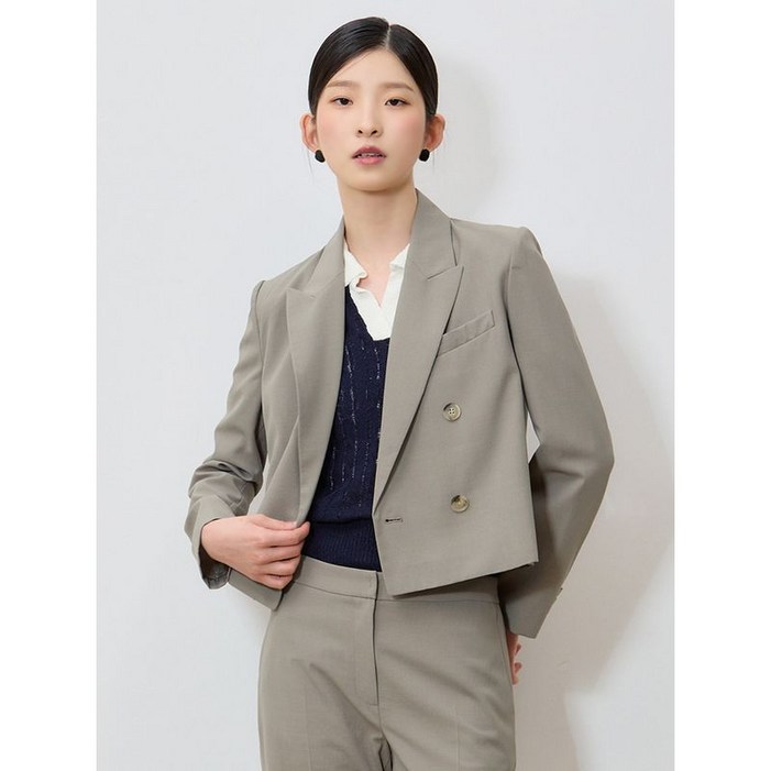 리스트 2SET 미니멀 크롭 재킷와이드 팬츠 2종세트 택가격 366000원