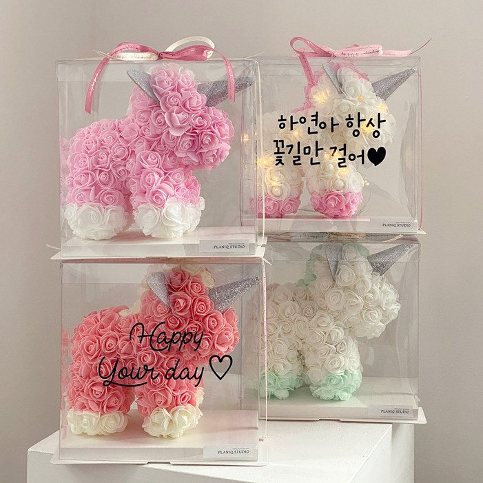 레터링 led 로즈 유니콘 4color 베어 장미곰돌이 곰인형 화이트데이 장미꽃곰돌이