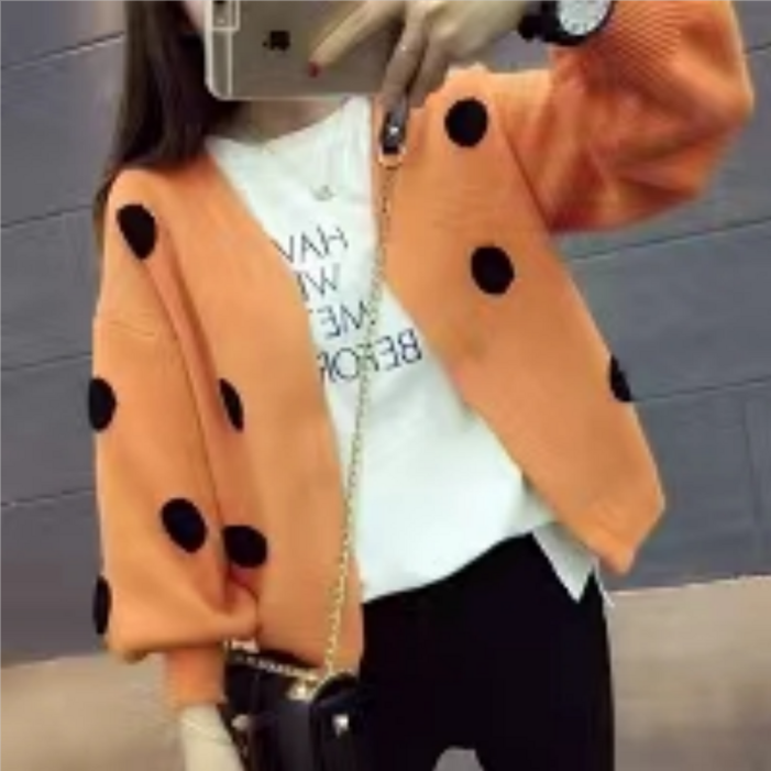 YUEWAN 러블리 퍼프 왕 도트 카디건 니트 YUEWAN 러블리 퍼프 왕 도트 카디건 니트