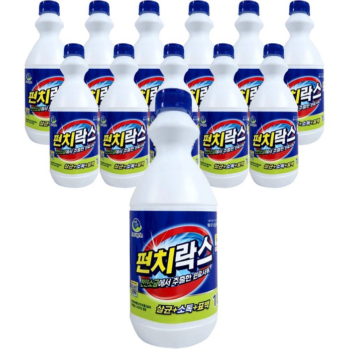 하루그린 살균 표백 청소 펀치락스 1L 가정용 곰팡이 세면대 욕실 바닥, 12개, 1L