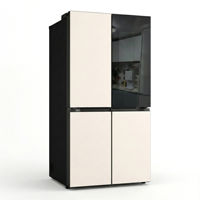 LG전자 양문형 4도어 냉장고 노크온 더블매직스페이스 글라스 베이지 854L 2등급