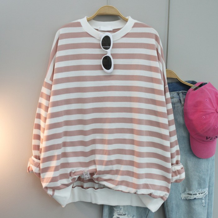 달콩 여성 빅사이즈 봄신상 롱맨투맨 루즈핏 모어단가라오버핏맨투맨