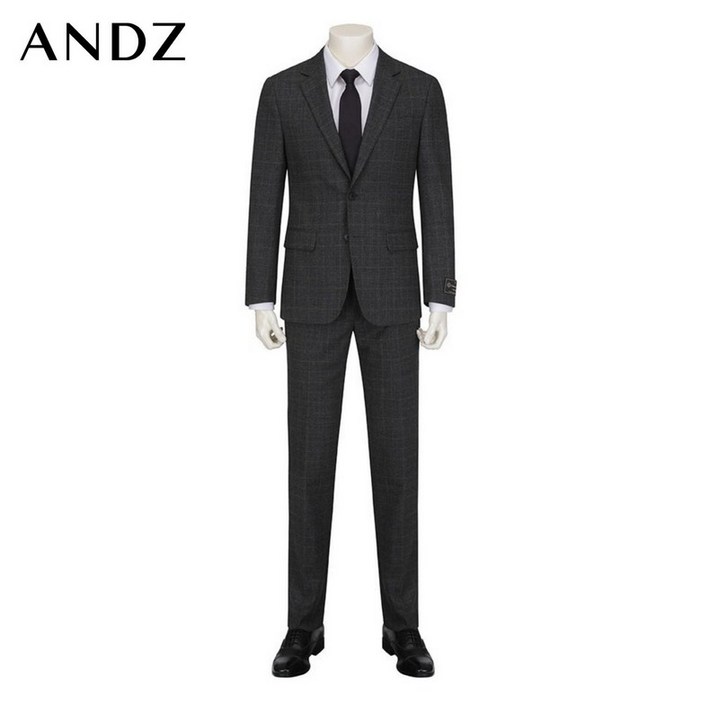 앤드지 남자 브라운 차콜 쉐도우 체크 패턴 울 스판 정장 셋업 BJD3SB31103 2540586